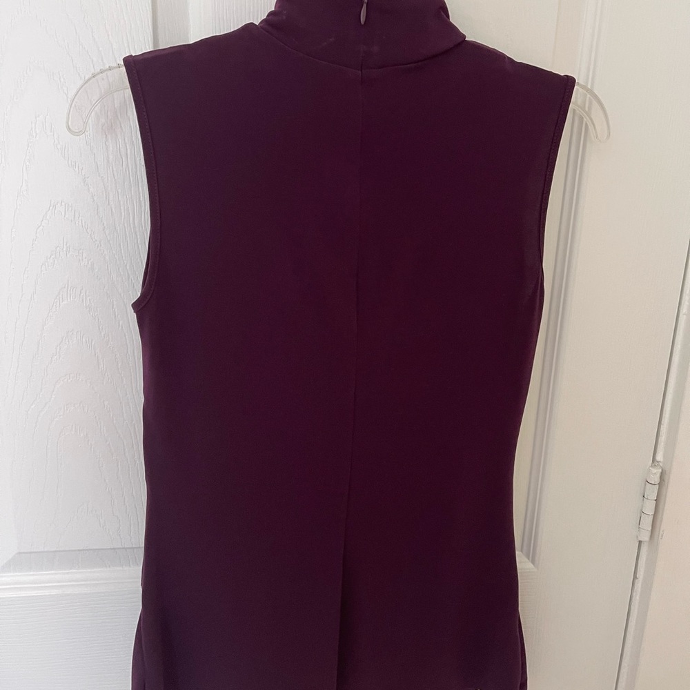 Calvin Klein Leather/ Suede Patchwork Mock Neck Top